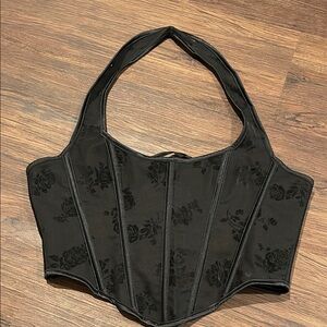 Black Floral Corset Top